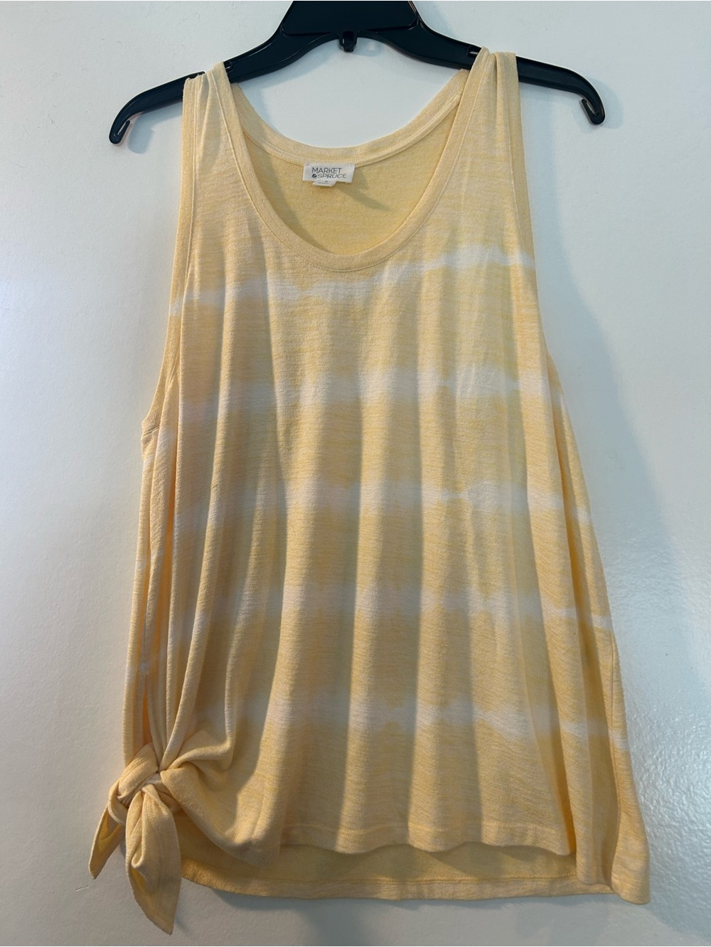 Market & Spruce soft Yellow and White Tie-Hem Striped Tank